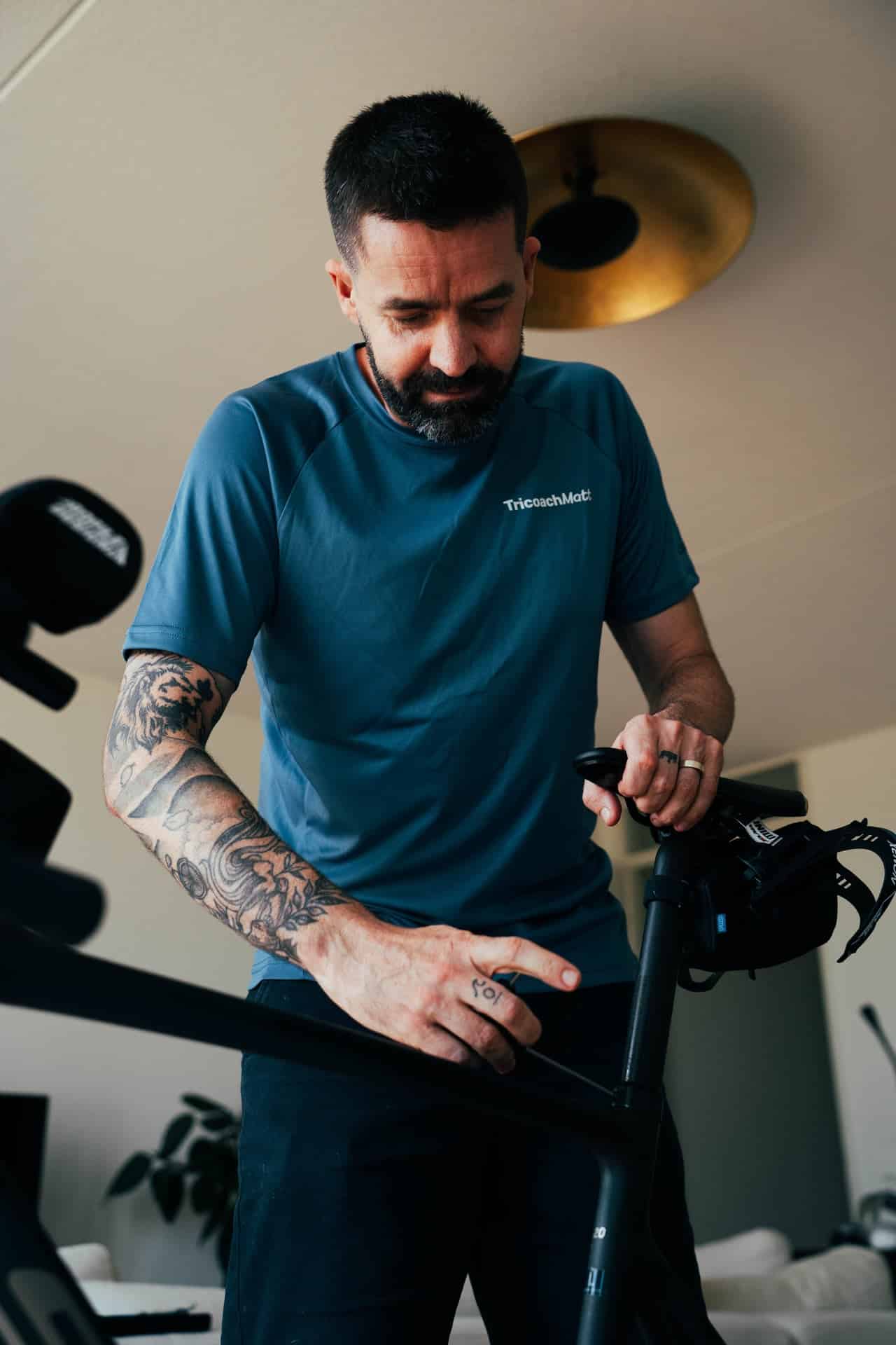 Matt adjusts a bike for a coached triathlete bike fitting