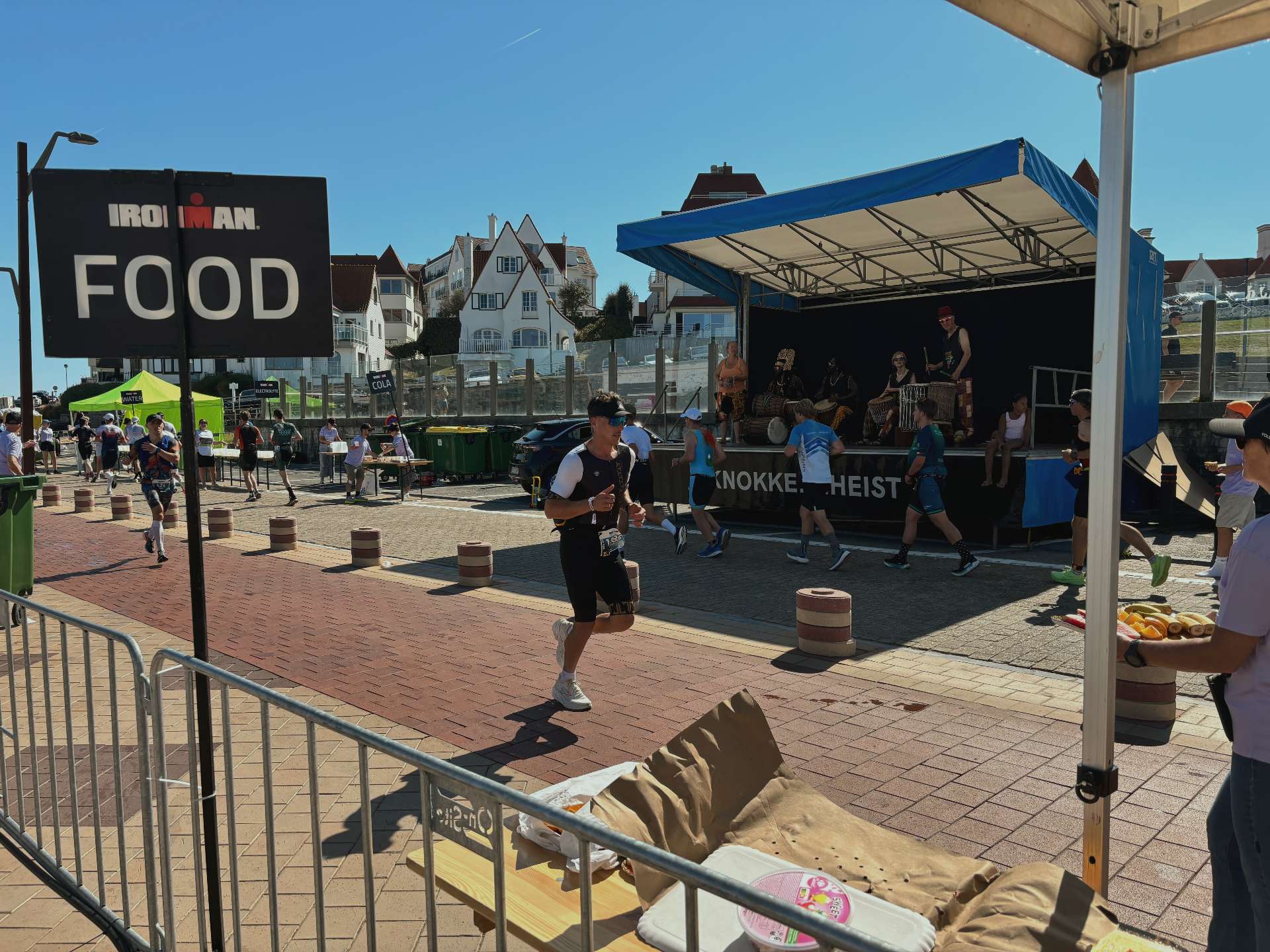 Triathlete racing in the heat